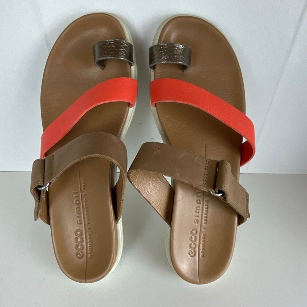 Ecco Toe Strap Sandals Tan Orange 37